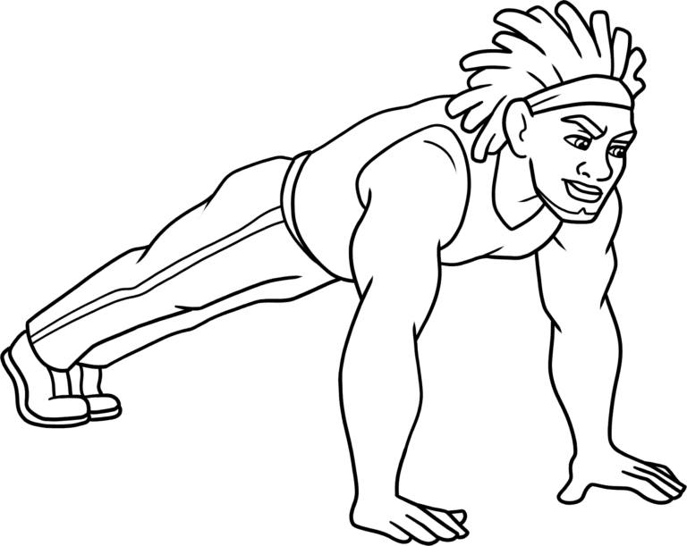 Young man doing a push-up